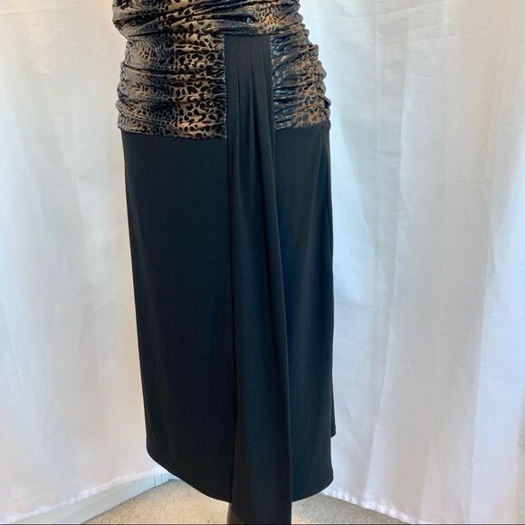 FRANK Lyman Design Black Leopard Animal Print Dress Sz 12 Black Brown Sleeveless - Picture 5 of 13